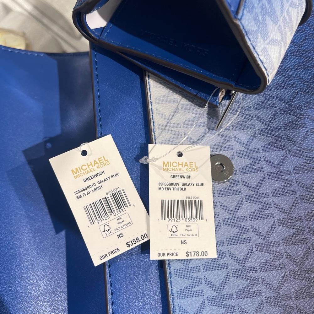 Michael Kors Greenwich Sm Color-Block Logo Flap Crossbody & Md Tri-Fold Wallet - Picture 2 of 16